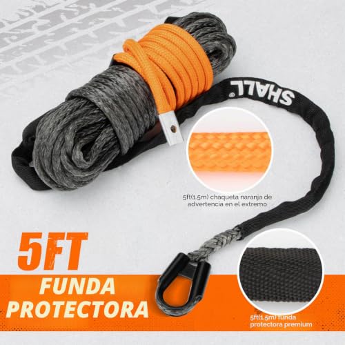 Shall Tow Straps & Ropes, Synthetic Winch Cable 1/4" x 50ft (7.6mm x 15m), 5 Ton (10,000 LB), Suitable for ATV/UTV Off-Road Vehicles.