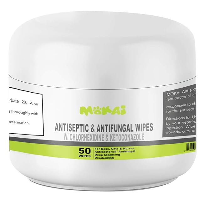 Buy MOKAI Antiseptic Wipes for Dogs Cats and Horses Dog Chlorhexidine Wipes with Medicated