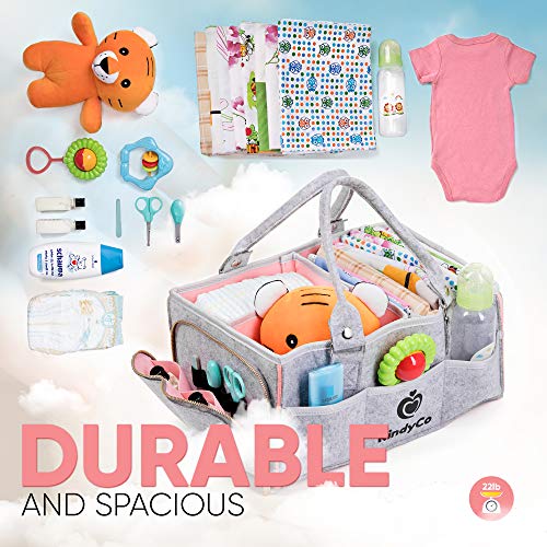 Baby Diaper Caddy Organizer Portable - Baby Basket for Girls and Boys, Unisex Diaper Bag, Baby Tote Nursery Diaper Storage Caddy with Sturdy Double Felt and Removable Handles - Thumbnail 4