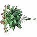 Htmeing 2pcs Artificial Bushes Holly Spray Berries Cedar Leaf Stems Christmas Flowers Leaves Home Party Decoration (Green)