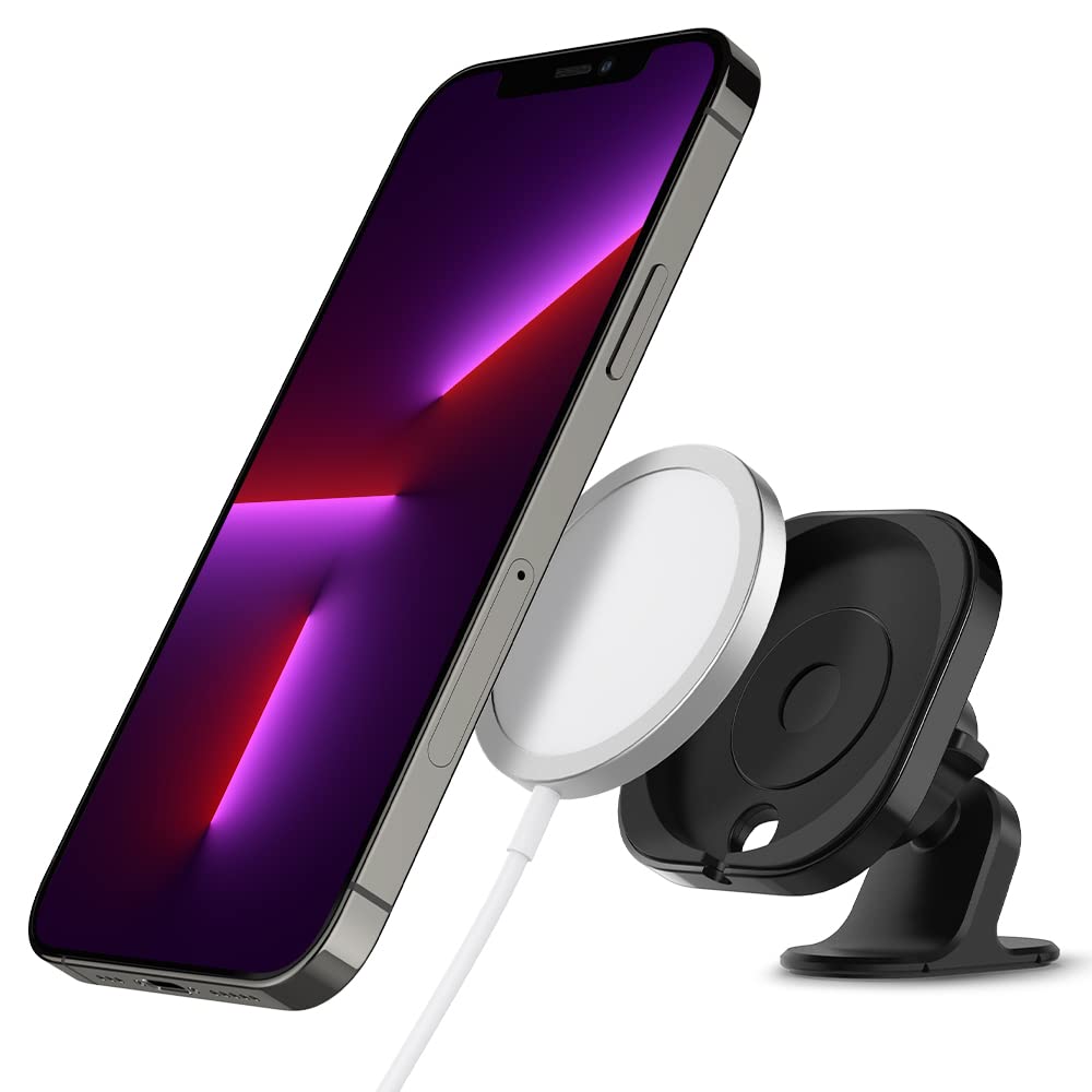 Spigen MagFit Phone Holder Surface Adhesive Car Mount Designed for Magsafe 2020-2023 (Charger Not Included) (Requires USB-C Car Charger) Compatible with iPhone 17 16 15 14 13 12 Series