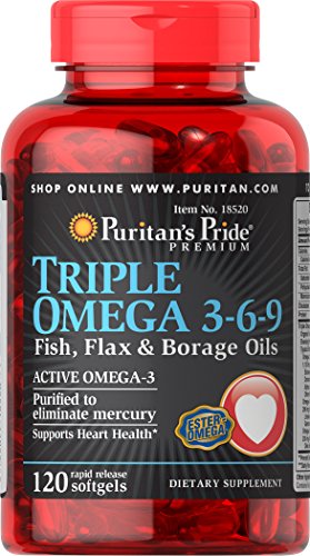 Puritan's Pride Triple Omega 3-6-9 Fish, Flax & Borage Oils-120 Softgels