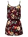 Awesome21 Floral Print Elastic Waistband Romper Burgundy Size S