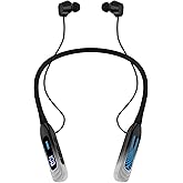 Podity Neckband Bluetooth Headphones, 1000H Extra Battery Life with Display Magnetic Earphones,Wireless Stereo Earbuds with Microphone, Waterproof in-Ear Headset for Sports/Workout/Office (Silver)