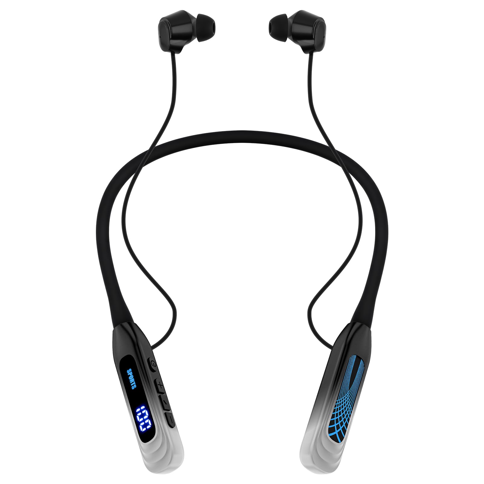 Photo 1 of Podity Neckband Bluetooth Headphones, 1000H Extra Battery Life with Display Magnetic Earphones,Wireless Stereo Earbuds with Microphone, Waterproof in-Ear Headset for Sports/Workout/Office (Silver)