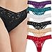 6 Pack Lace Thong Underwear Sexy for Women Panties Lingerie One Size Stretch Fit, One Size, Multicolor