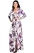 KOH KOH Womens Long Sleeve Casual Elegant Floral Print Wrap Slit Gown Maxi Dress