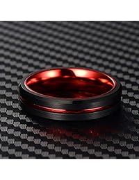 Queenwish - Anillo de carburo de tungsteno para hombre de 6 0.315 in, borde biselado cepillado