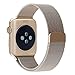top4cus Double Electroplating Milanese Loop Stainless Steel Replacement iWatch Band with Magnetic Closure Clasp for Apple Watch (Antique Gold, 42mm Regular Length)