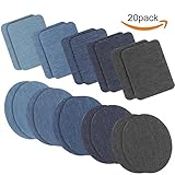 Iron on Patches 20 Pieces Jacket Jean Clothes Denim Patches Iron-on Repair Patches Kit by eMgioo, 5 Colors