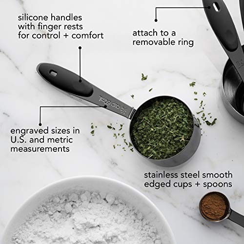 image for Country Kitchen 8-Piece Gunmetal Measuring Cups and Measuring Spoon Se