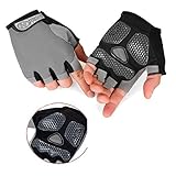 Jadedragon Shock-absorbing Gel Pad Breathable Mountain Bike Half Finger Glove Gym Fingerless Gloves Cycling Short Glove for Men's and Women's (Gray