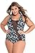 EVALESS Women O-Neck Floral Print One-Piece Swimwear Plus Size Multicoloured X-Large Size