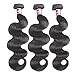 BLY Hair 8a Grade Virgin Brazilian Body Wave Hair 3 Bundles 100% Unprocessed Human Hair Weave Extensions Weft Natural Color, Full Head, 100g/pcs (16 18 20)
