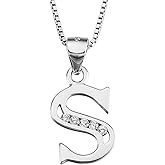 YFN Initial Pendant Necklace Sterling Silver with Cubic Zirconial 26 Letter Alphabet Jewelry Gifts for Women