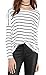 Oyanus Womens Stripe Long Sleeve Black and White Loose Casual Blouse Tshirt Tops