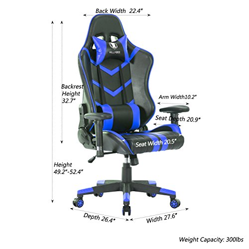 KILLABEE Memory Foam Gaming Chair 90°155° Adjustable Back Angle and