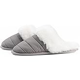 E E EMPTY ENTIRE Women's Fuzzy House Slippers with Memory Foam Warm Plush Slipper for Indoor and Outdoor,Carbon Gray Size 8-8.5