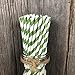 Striped Paper Straws - 100 Green White Straws - Christmas St Patrick's Birthday Supply - 7.75 Inches - Pack of 100 - Outside the Box Papers Brand