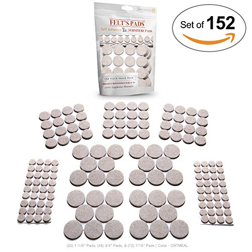 Felt’s Company (152 Piece) Felt Furniture Pads, Heavy Duty, Eco-Friendly, Hardwood Floor Protectors, Large Value Pack - Oatmeal