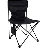Soulagers Outdoor Camping Chair, Collapsible Chair with Side Pocket and Carry Bag, Folding Chair for Camping, Beach, Picnic, Sunbathing Chairs with Storage Bag (Black)