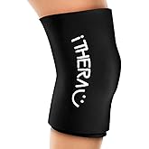 iTHERAU Knee Ice Pack Wrap, Reusable Gel Cold Pack with Cold/Hot Therapy, Cold Compression Sleeve for Elbow, Knee, Calf & Ankle for Pain Relief, Swelling, Surgery, Sports Injuries -Black, M