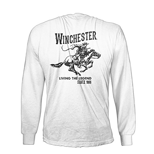 Winchester Official Men's Cotton Vintage Rider Graphic Printed Long Sleeve T-Shirt (3XL, White)