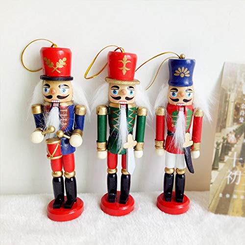 Biback 6 Pcs Wooden Nutcracker Christmas Decorations Wooden Soldier Puppet Decorative Pendant Figurines Ornaments Puppets Figures Dolls Toy Tin Toy