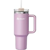 Valley Sportsman 40 oz Stainless Steel Tumblers with Handle, Spill-proof Lid and Straw, Double-Walled Insulated, BPA-Free, Perfect for Hot and Cold Drinks,Light Purple