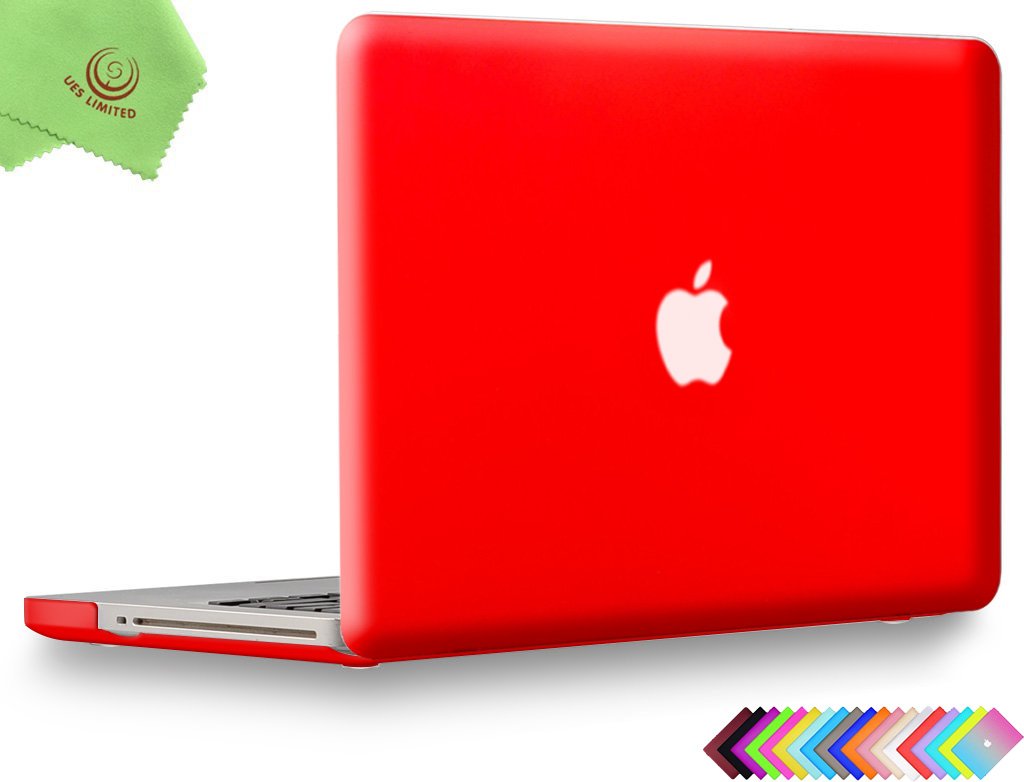 UESWILLSmooth Soft-Touch Matte Hard Shell Case Cover Compatible with MacBook Pro 15 inch with CD-ROM (Non-Retina) (Model A1286) + Microfibre Cleaning Cloth, Red