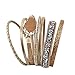 Beige Handmade Braided Bracelet – Leather Wrap Bracelet – Charm Cuff Bangle – Agate Stone – Crystal Rhinestone – Magnetic Buckle – Alloy Accessories for Women,Girl Gift By Jenia