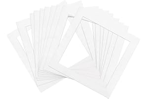 uxcell 9.9" x 9.9" Picture Mat, Core Bevel Cut Frame Mattes for 8" x 8" Photos Pictures Artwork Painting Display, White 14 Pc