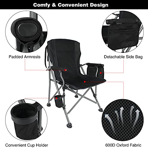 Camping Chair Red Metal Folding Lawn Chair, High Back Heavy Duty