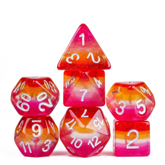 Lesbian Pride Dice Set TTRPG Dice Set - Lesbian Pride Polyhedral Dice - Dice for War Games Card Games and Tabletop RPGs