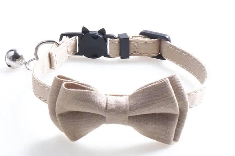 Bowtie Cat Collars with Bell | Safe Quick Release Breakaway Buckle | ZACAL Cat Collars (Cream) — image 1