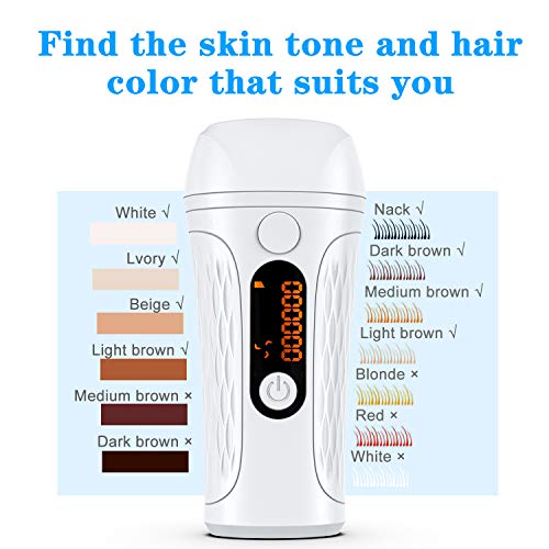 IPL Hair Removal for Women Permanent 500,000 Flashes Painless Facial Wholebody Hair Remover Device Profesional Hair Treatment Home Use (White)