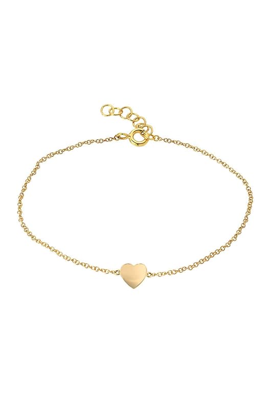 14k Gold Heart Bracelet, 14k Solid Gold Handmade