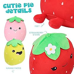 BenBen Kawaii Plush Strawberry Pillow, Set of