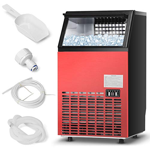 Costzon Commercial Ice Maker, BuiltIn Stainless Steel Ice Maker, 110LBS/24H, 33LBS Storage