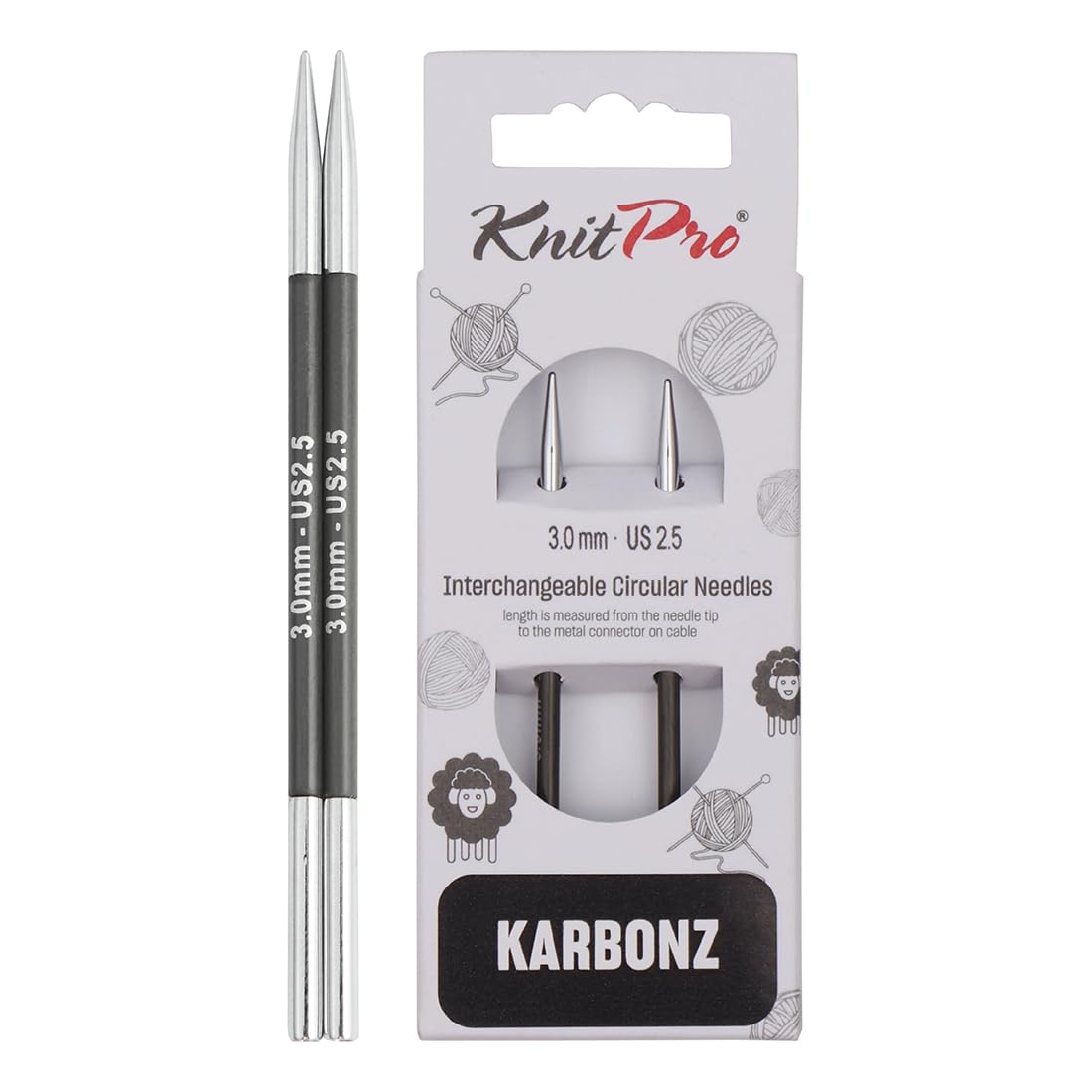 KnitPro Karbonz Interchangeable Circular Needles 4" (10cm) | 3.00 mm — image 1