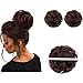 AISI QUEENS 2PCS Messy Bun Hair Piece 100% Human Hair Scrunchies Buns Hair Pieces for Women Curly Wavy Black Bun Elegant Chignons Wedding(Color:Dark Brown)