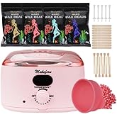 Makeforu Brazilian Waxing Kit - Bikini & Full Body Hair Removal with Digital Warmer, 4 Scented Wax Beads & 27 Silicone Tools - Home Waxing for Women & Men, Face & Body Care (Pink)