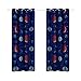 Anjee Blackout Window Curtains for Kids Bedroom Space Planet Theme Room Darkening 84 Inch Length Thermal Insulated Grommet Window Drapes Printed Curtains for Living Room, 52 x 84 Royal Blue