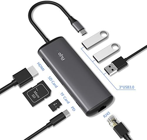 Flujo USB C Multi-Function Adapter, Type C Dock Station with 4K HDMI, SD&TF Card Reader, 5 in 1 Combo Hub with 2 USB 3.0 Ports,for MacBook Pro 2016/2017,Chromebook and Other Type-C Devices(Space Gray)