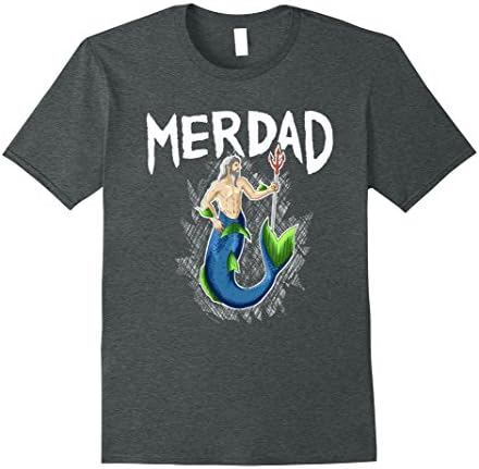 Mens Merdad T-Shirt Mermaid Merman Father's Day TShirts Gifts Dad 3XL Dark Heather