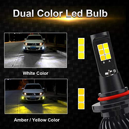 Viesyled Dual Color 9005 9006 HB3 HB4 LED Fog Light Bulbs,Ultra Bright 70W 5000LM 3030SMD Fog Light 6000K White/3000K Yellow Car DRL Fog Light Bulb lamps Replacment - Thumbnail 6