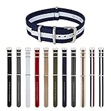 Archer Watch Straps | Nylon NATO Straps | Choice of Color and Size (Navy/White, 22mm)