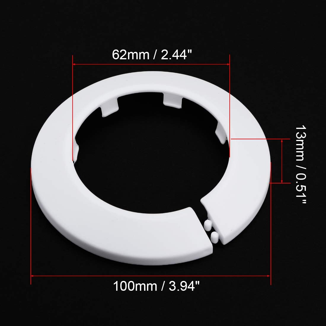 sourcing map 63mm Pipe Cover Decoration PP Plastic Water Pipe Escutcheon White 4pcs, 64 mm - Image 4