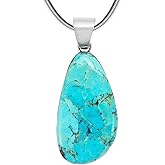 Turquoise Pendant Necklace Sterling Silver 925 (Sterling Silver Pendant with 20" Stainless Chain)