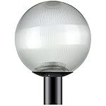 Sunlite DOD/12GL/BK/CL/MED 12" Decorative Outdoor Neckless Globe Post Fixture, Black Finish, Clear Prismatic Lens, 3" Post Mount (Not Included), 12"